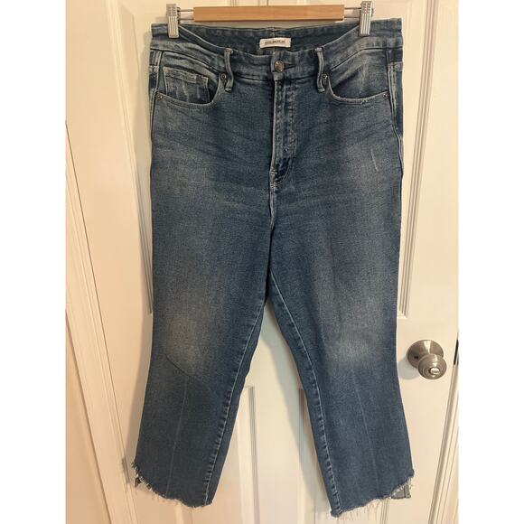 Good American Good Curve Raw Split Hem Jeans Size 12/31 - Picture 2 of 7